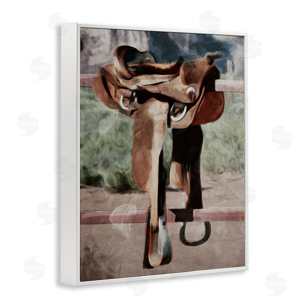 Milli Villa Abstract Equestrian Saddle White Framed Giclee Wall Art Print