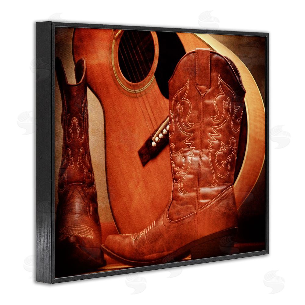Daniel Sproul Guitar & Cowboy Boots Black Framed Giclee Wall Art Print