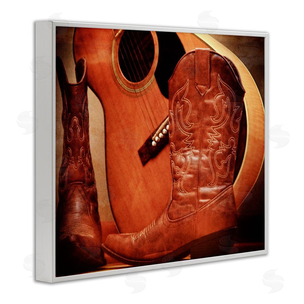 Daniel Sproul Guitar & Cowboy Boots White Framed Giclee Wall Art Print