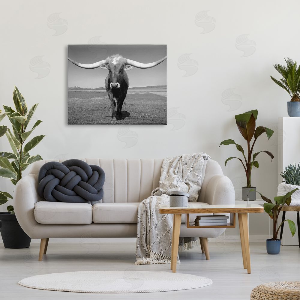 Steve Toole Longhorn in Countryside Canvas Wall Art Print in Room