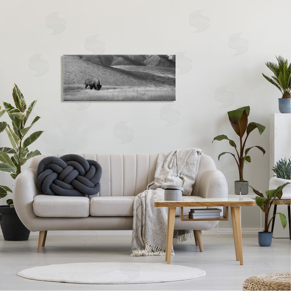 Steve Toole Bison with Mountain Peaks Canvas Wall Art Print in Room