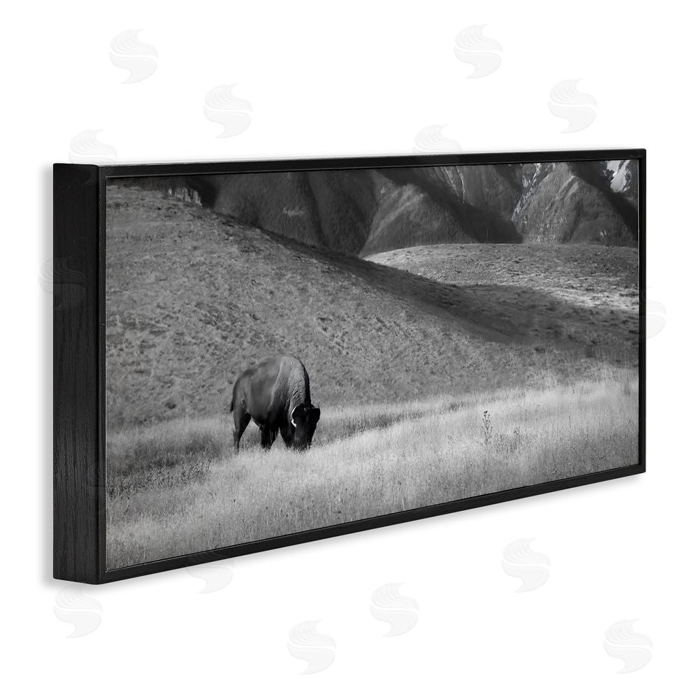 Steve Toole Bison with Mountain Peaks Black Framed Giclee Wall Art Print