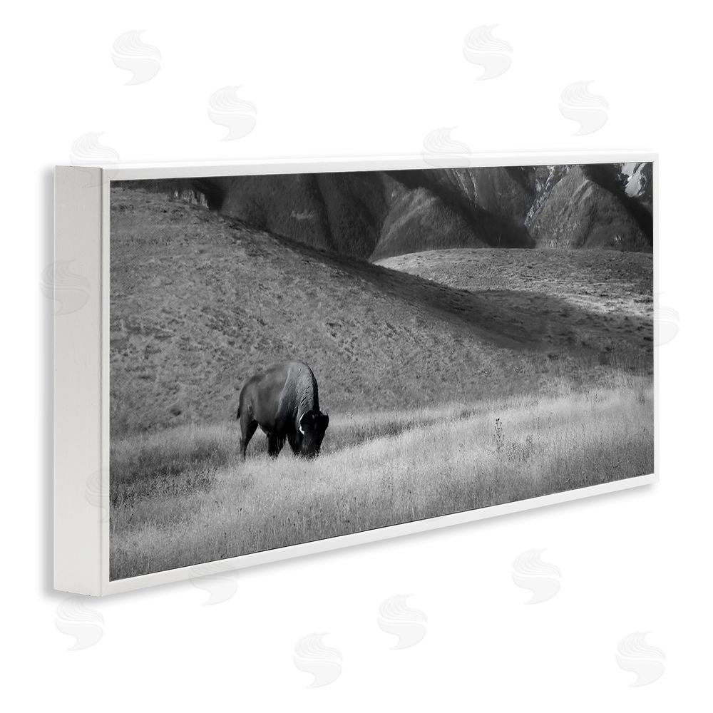 Steve Toole Bison with Mountain Peaks White Framed Giclee Wall Art Print