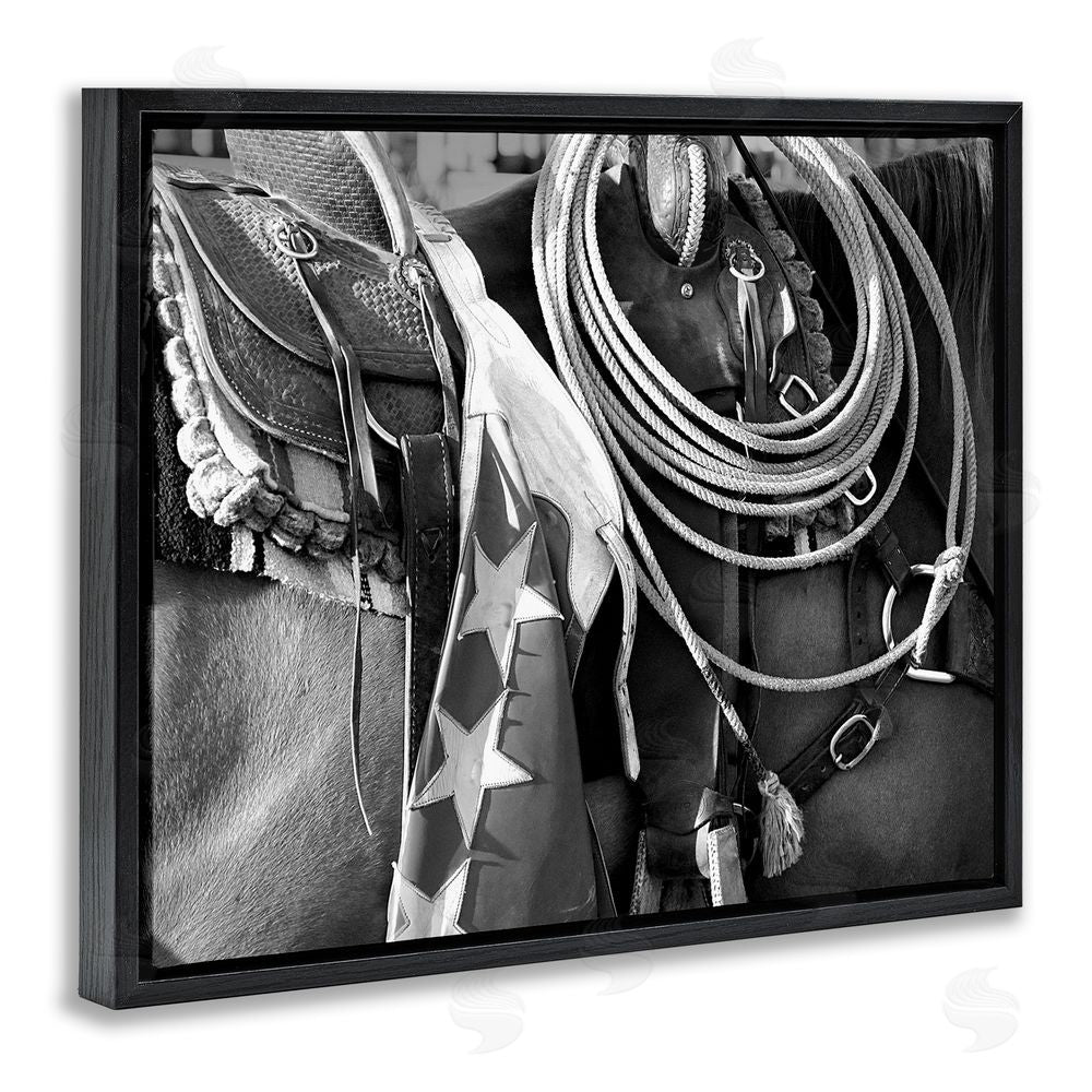 Steve Toole Equestrian Saddle Photography Black Floating Frame Canvas Wall Art Print