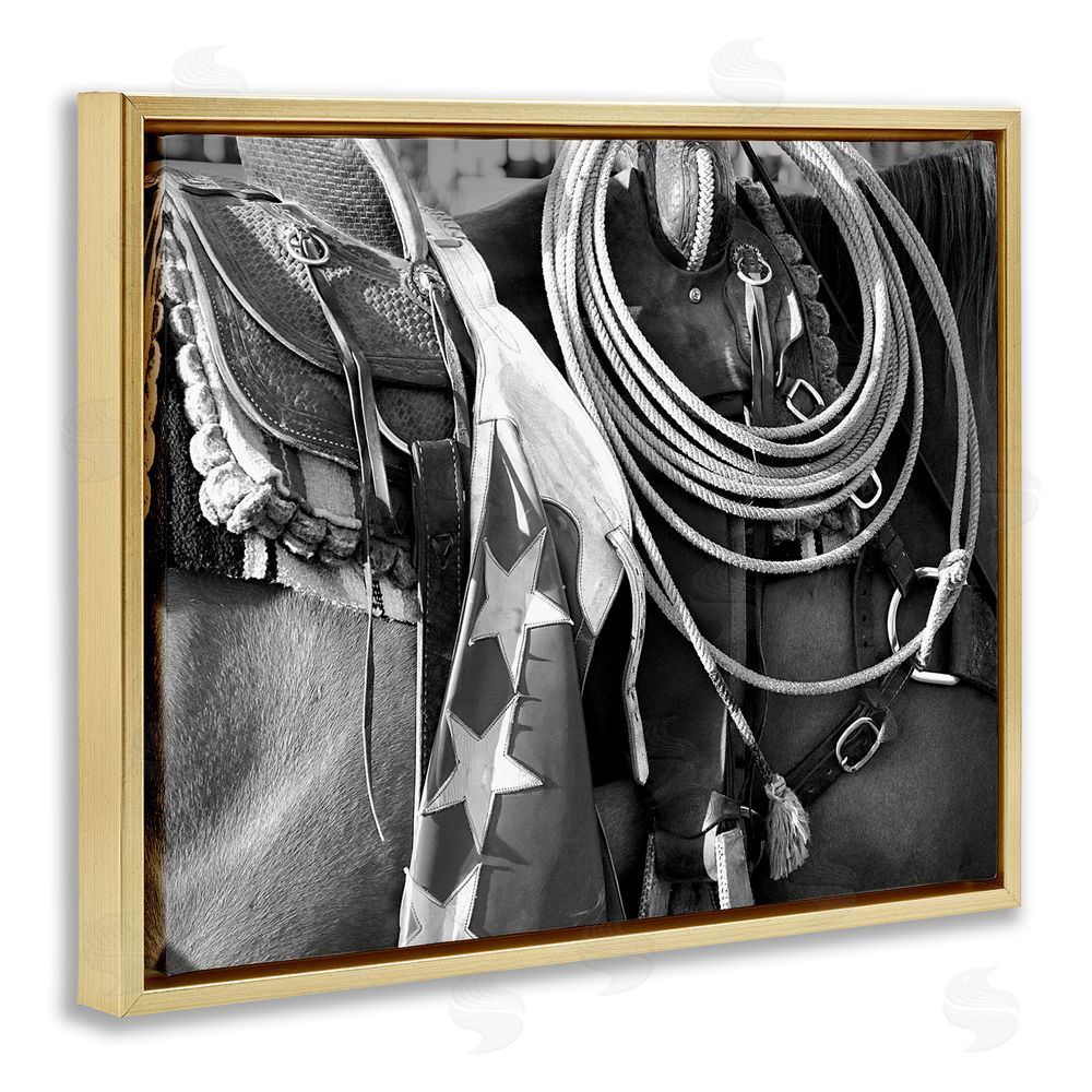 Steve Toole Equestrian Saddle Photography Gold Floating Frame Canvas Wall Art Print