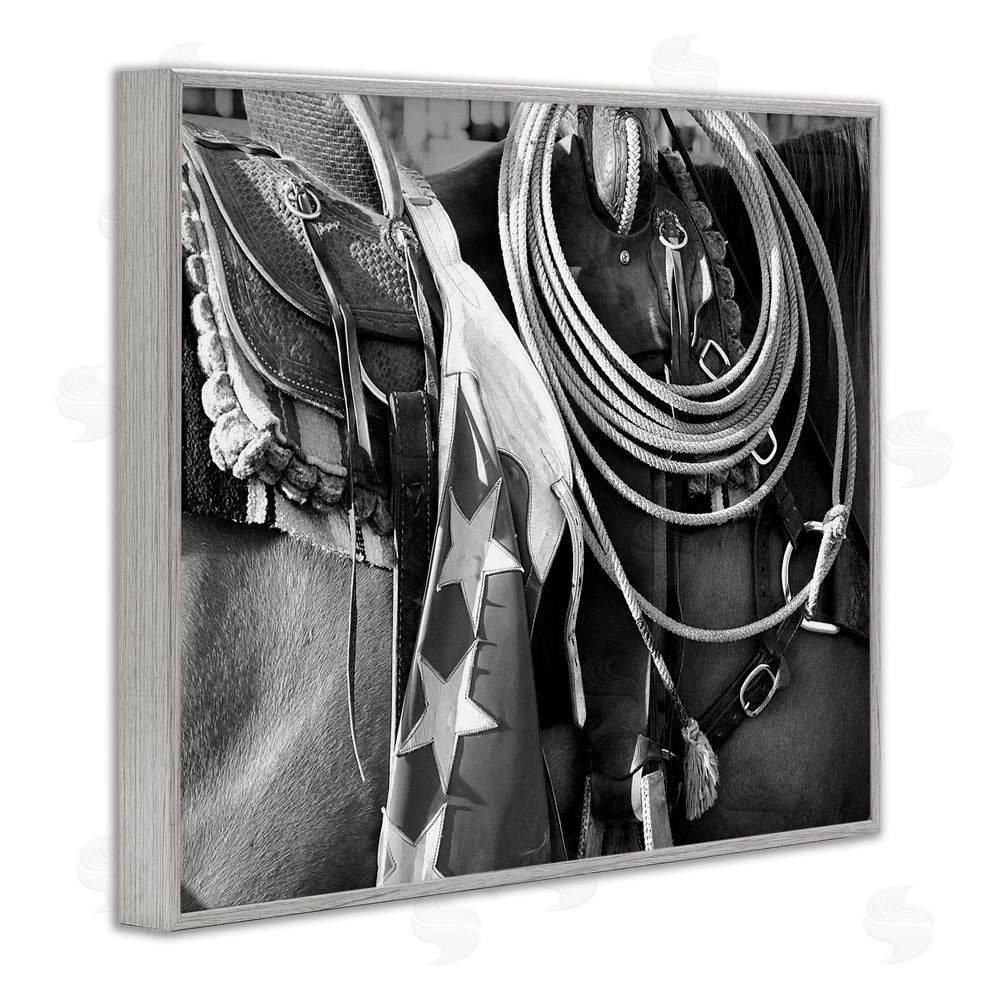 Steve Toole Equestrian Saddle Photography Gray Framed Giclee Wall Art Print