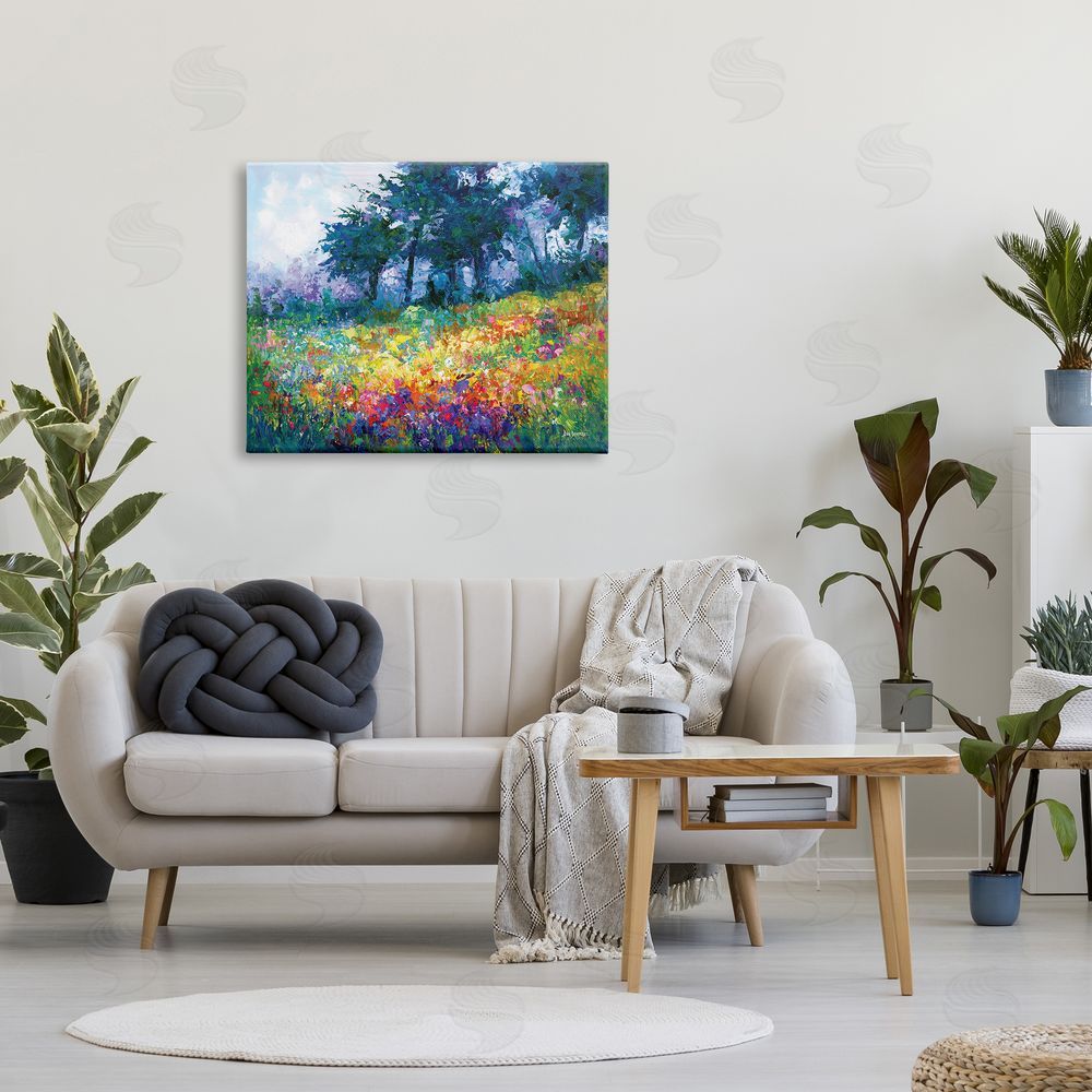 Leon Devenice Wildflowers in Bloom Meadow Canvas Wall Art Print in Room