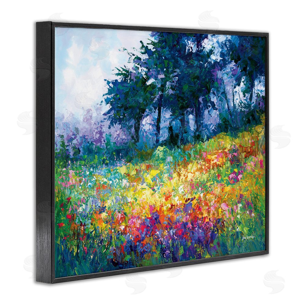Leon Devenice Wildflowers in Bloom Meadow Black Framed Giclee Wall Art Print