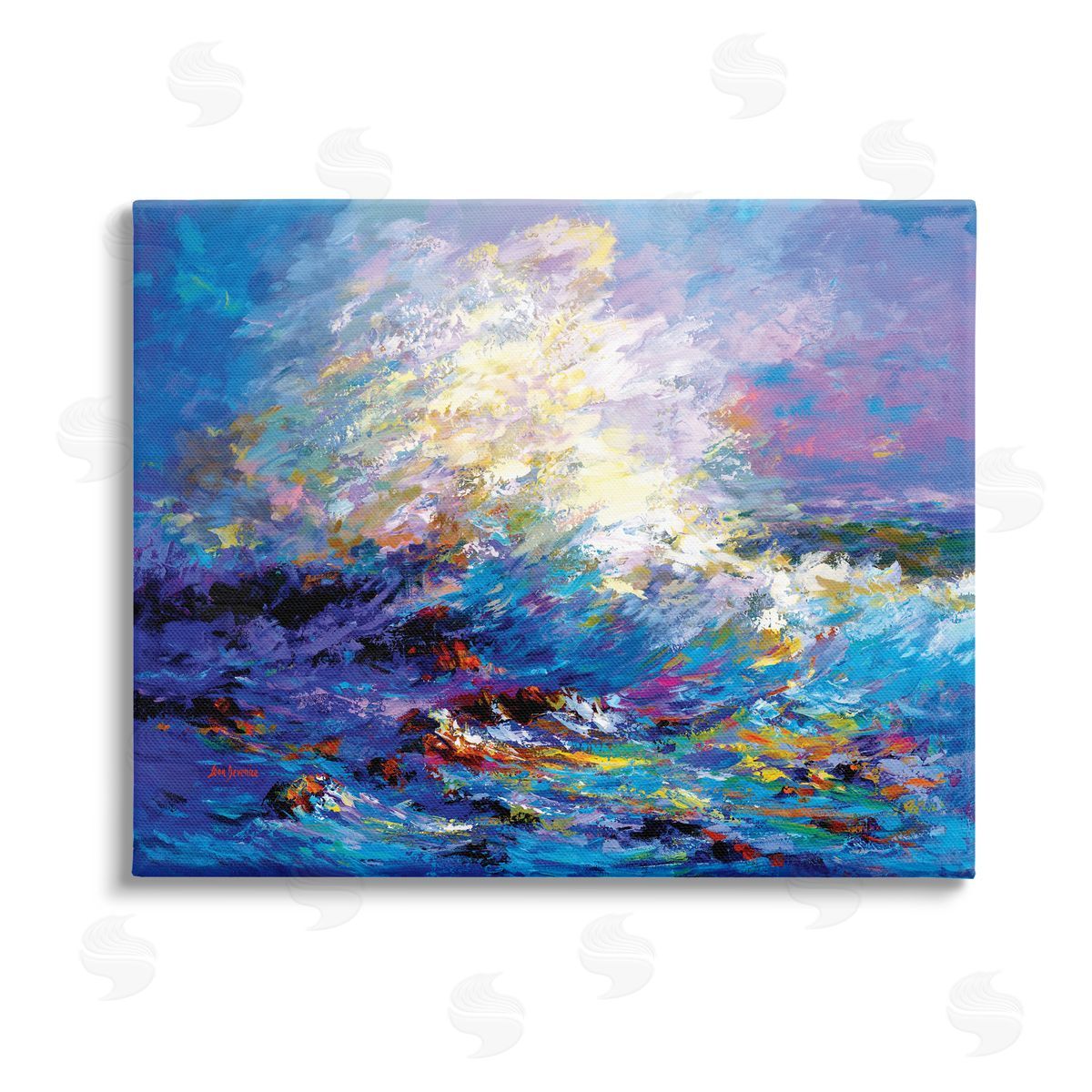 Leon Devenice Abstract Colorful Ocean Waves Canvas Wall Art Print