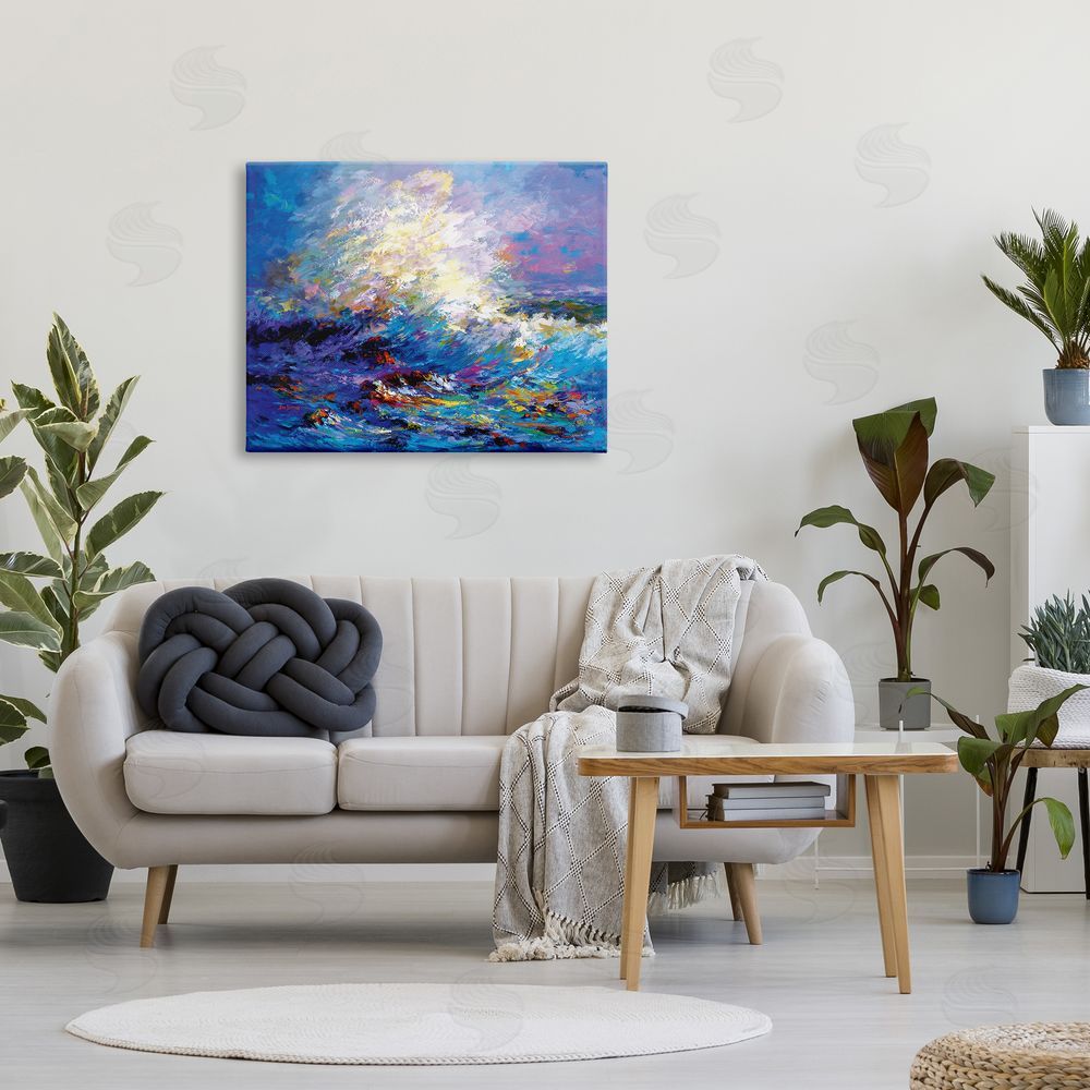 Leon Devenice Abstract Colorful Ocean Waves Canvas Wall Art Print in Room