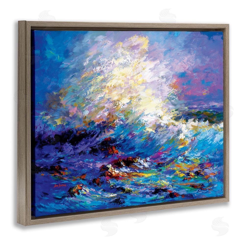 Leon Devenice Abstract Colorful Ocean Waves Brown Floating Frame Canvas Wall Art Print