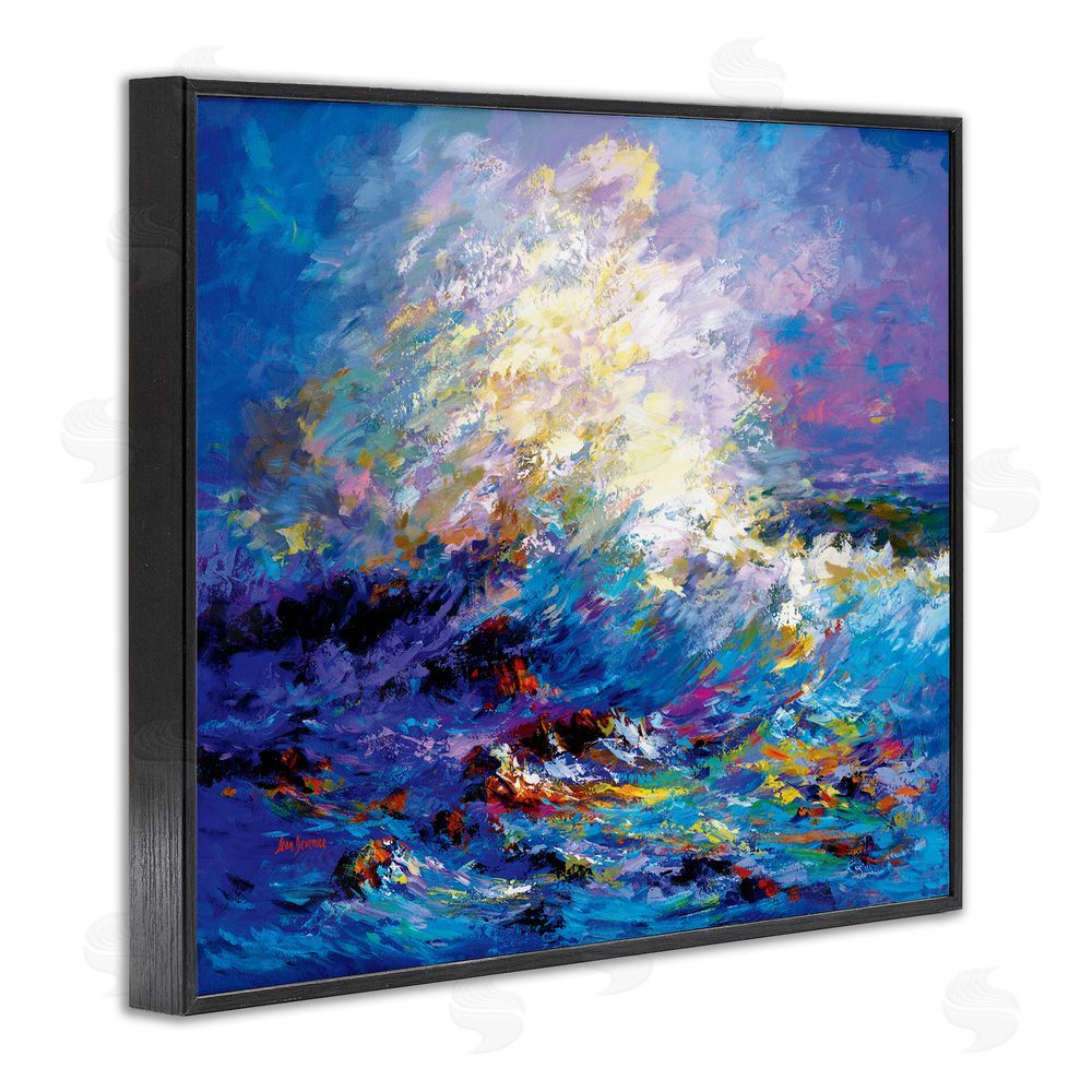 Leon Devenice Abstract Colorful Ocean Waves Black Framed Giclee Wall Art Print