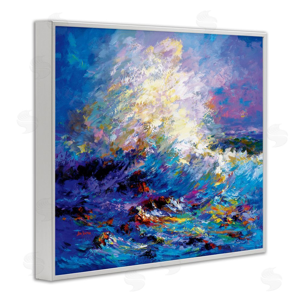 Leon Devenice Abstract Colorful Ocean Waves White Framed Giclee Wall Art Print
