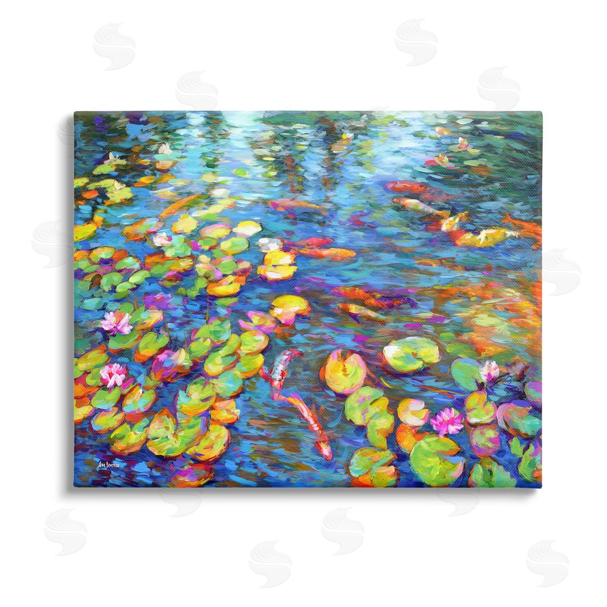 Leon Devenice Koi Fish and Water Lilies Canvas Wall Art Print