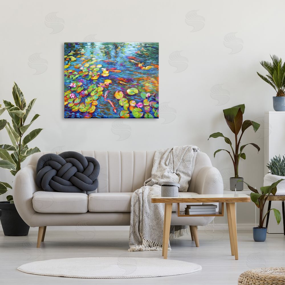 Leon Devenice Koi Fish and Water Lilies Canvas Wall Art Print in Room