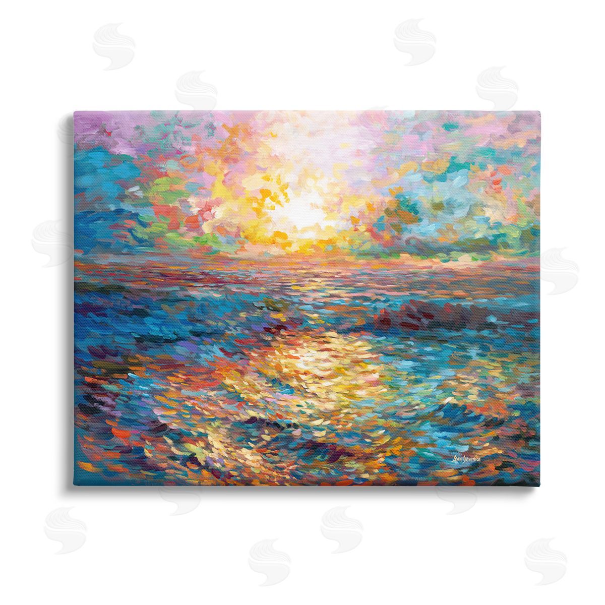 Leon Devenice Sunset in Mykonos Beach Canvas Wall Art Print