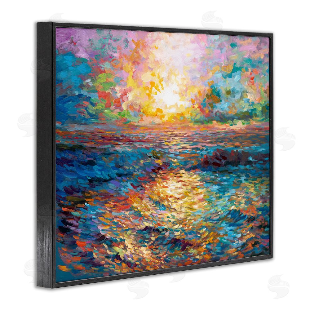 Leon Devenice Sunset in Mykonos Beach Black Framed Giclee Wall Art Print