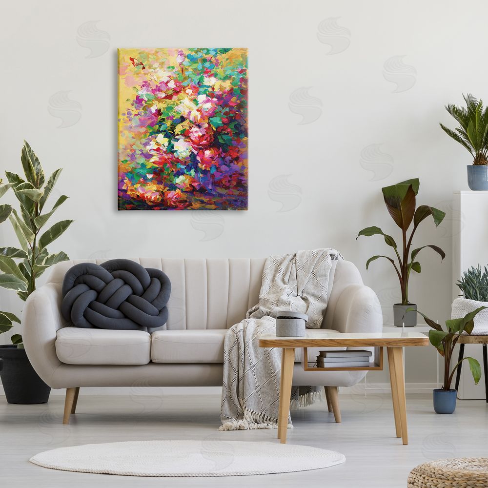 Leon Devenice Vivid Abstract Roses Canvas Wall Art Print in Room
