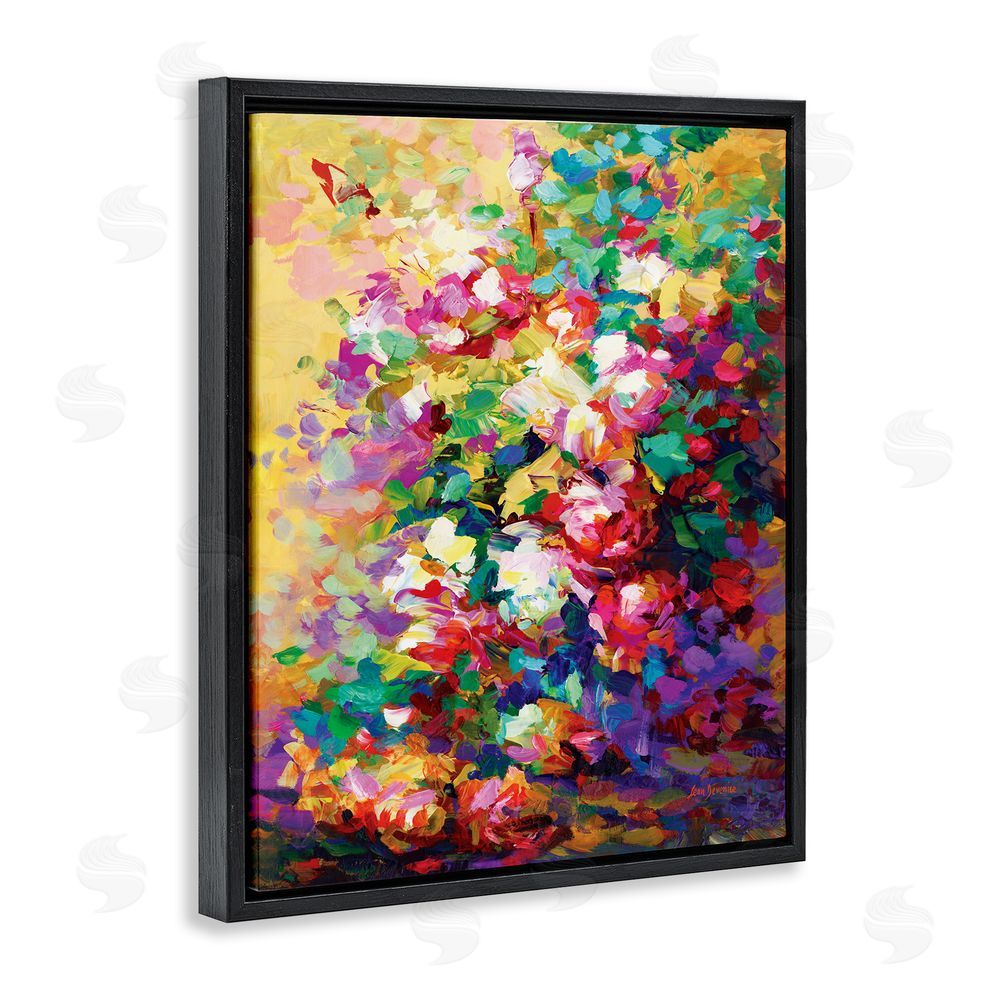 Leon Devenice Vivid Abstract Roses Black Floating Frame Canvas Wall Art Print