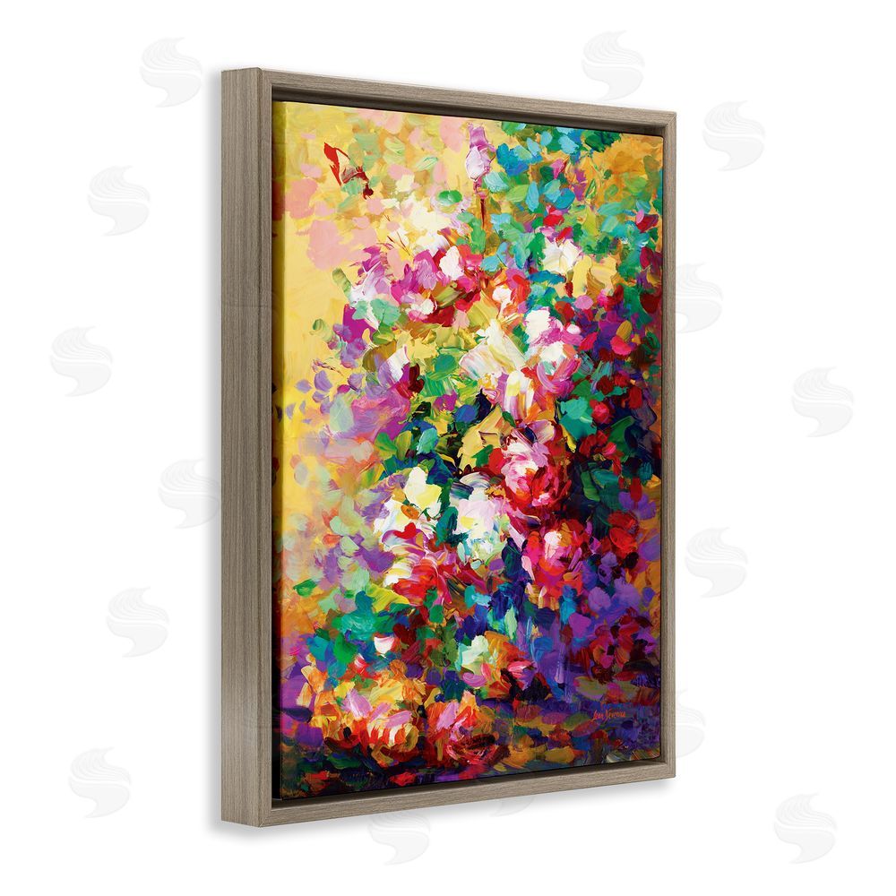 Leon Devenice Vivid Abstract Roses Brown Floating Frame Canvas Wall Art Print