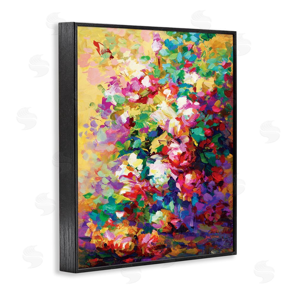 Leon Devenice Vivid Abstract Roses Black Framed Giclee Wall Art Print