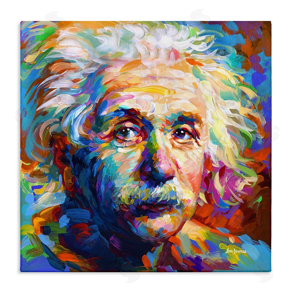 Abstract Albert Einstein Portrait Canvas Wall Art, Home Decor by Leon Devenice