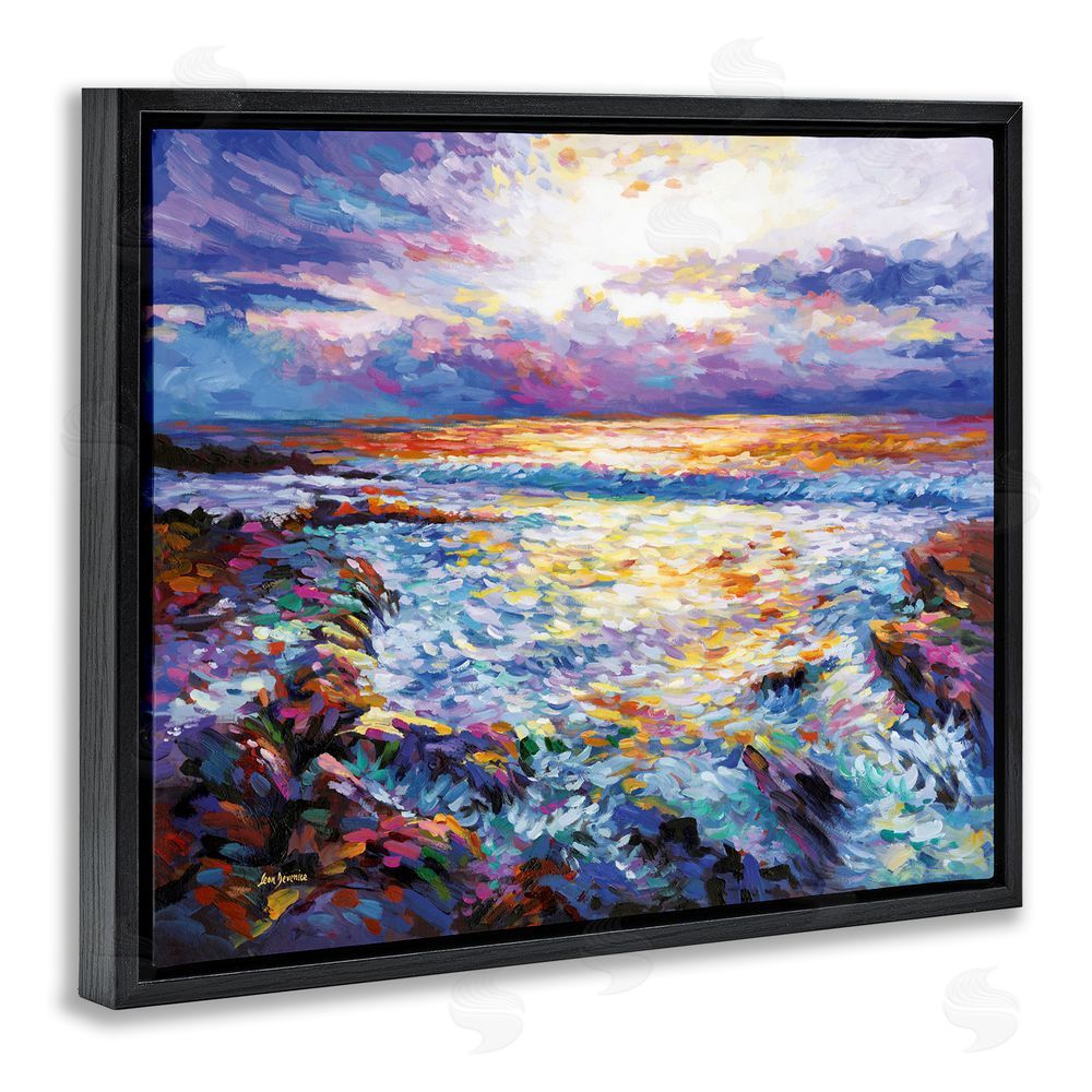 Leon Devenice Abstract Contemplation by the Sea Black Floating Frame Canvas Wall Art Print