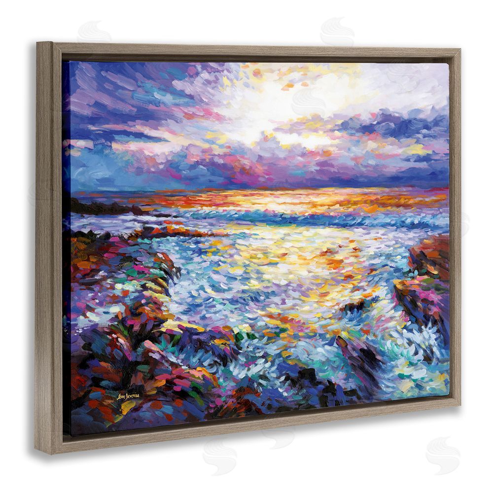 Leon Devenice Abstract Contemplation by the Sea Brown Floating Frame Canvas Wall Art Print