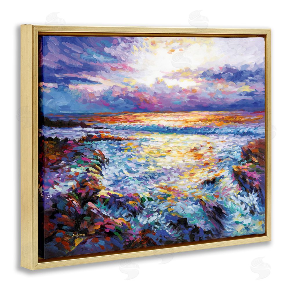 Leon Devenice Abstract Contemplation by the Sea Gold Floating Frame Canvas Wall Art Print