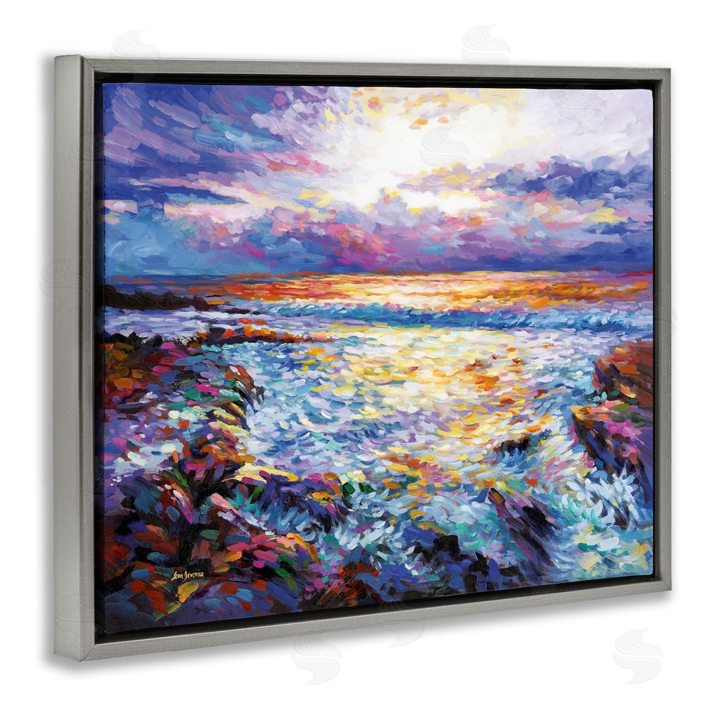 Leon Devenice Abstract Contemplation by the Sea Gray Floating Frame Canvas Wall Art Print