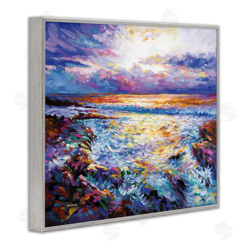 Leon Devenice Abstract Contemplation by the Sea Gray Framed Giclee Wall Art Print