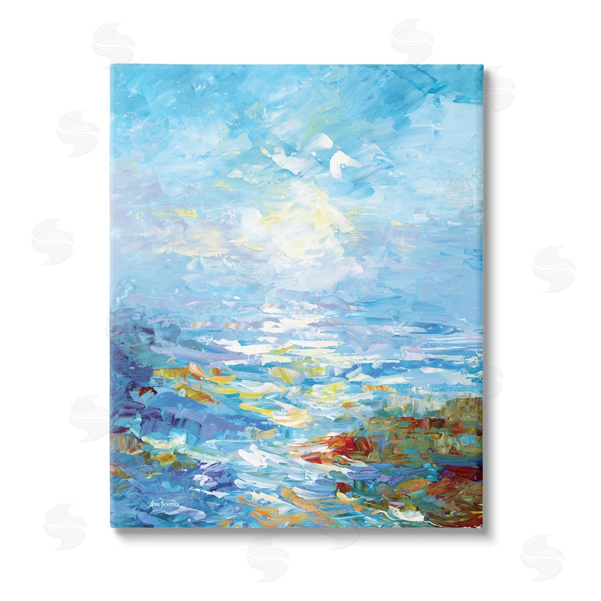 Leon Devenice Abstract Ocean Bliss Blue Canvas Wall Art Print