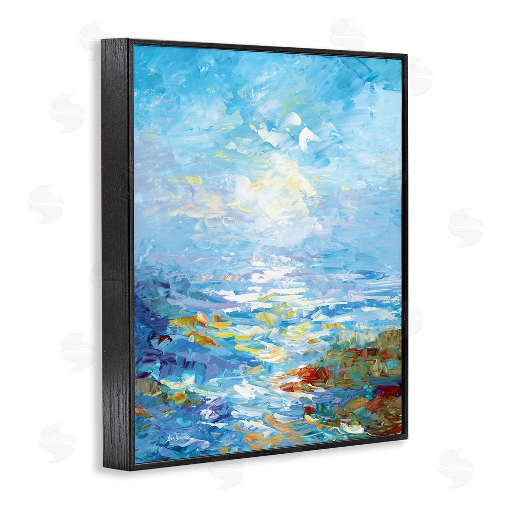 Leon Devenice Abstract Ocean Bliss Blue Black Framed Giclee Wall Art Print