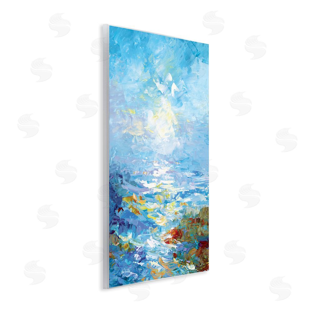 Leon Devenice Abstract Ocean Bliss Blue Wooden Wall Plaque Art Print