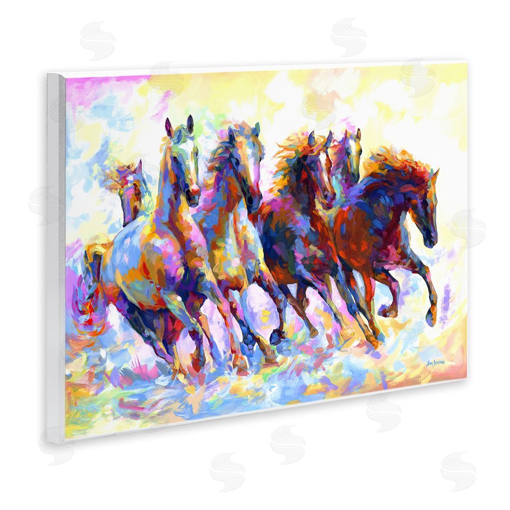 Leon Devenice Vivid Wild Horses Running Wooden Wall Plaque Art Print