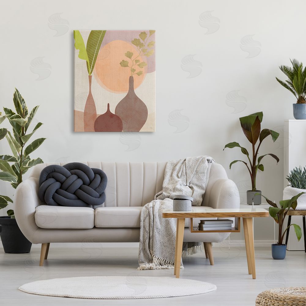 Susan Jill Neutral Plants in Vases Canvas Wall Art Print in Room