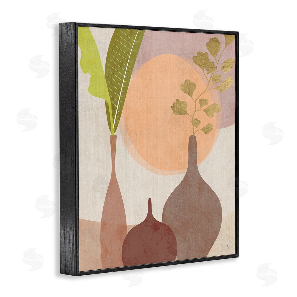Susan Jill Neutral Plants in Vases Black Framed Giclee Wall Art Print