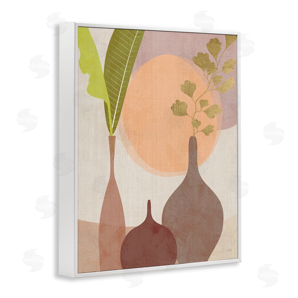 Susan Jill Neutral Plants in Vases White Framed Giclee Wall Art Print
