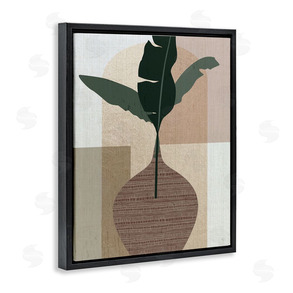 Susan Jill Earth Tones Plant Sprig Black Floating Frame Canvas Wall Art Print
