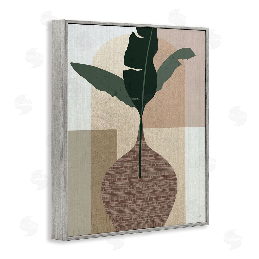 Susan Jill Earth Tones Plant Sprig Gray Framed Giclee Wall Art Print