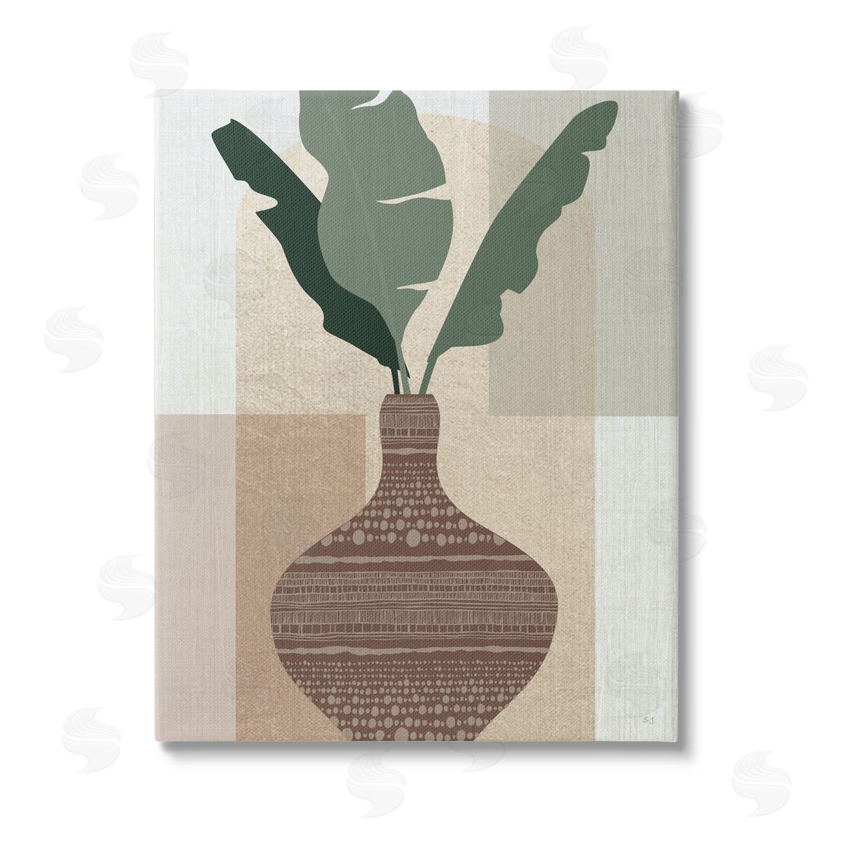Susan Jill Earthy Boho Plant Sprigs Stretched Canvas Wall Art Print