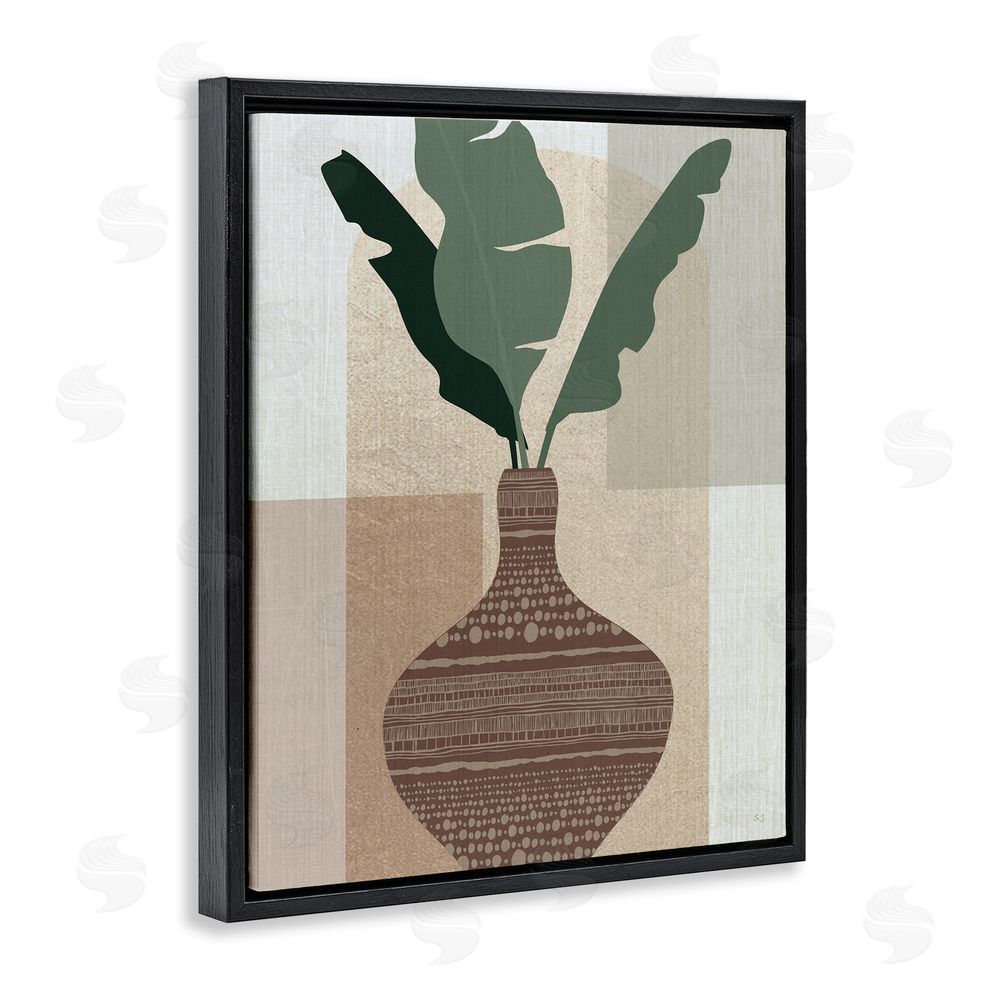 Susan Jill Earthy Boho Plant Sprigs Black Floating Frame Canvas Wall Art Print