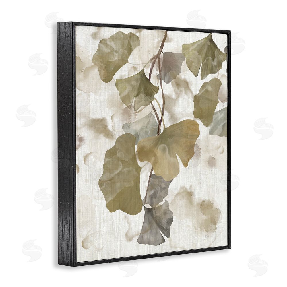 Nan Rustic Ginkgo Leaves Black Framed Giclee Wall Art Print