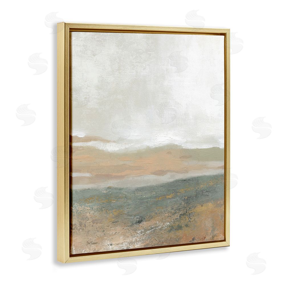 Carol Robinson Neutral Desert Abstraction Gold Floating Frame Canvas Wall Art Print