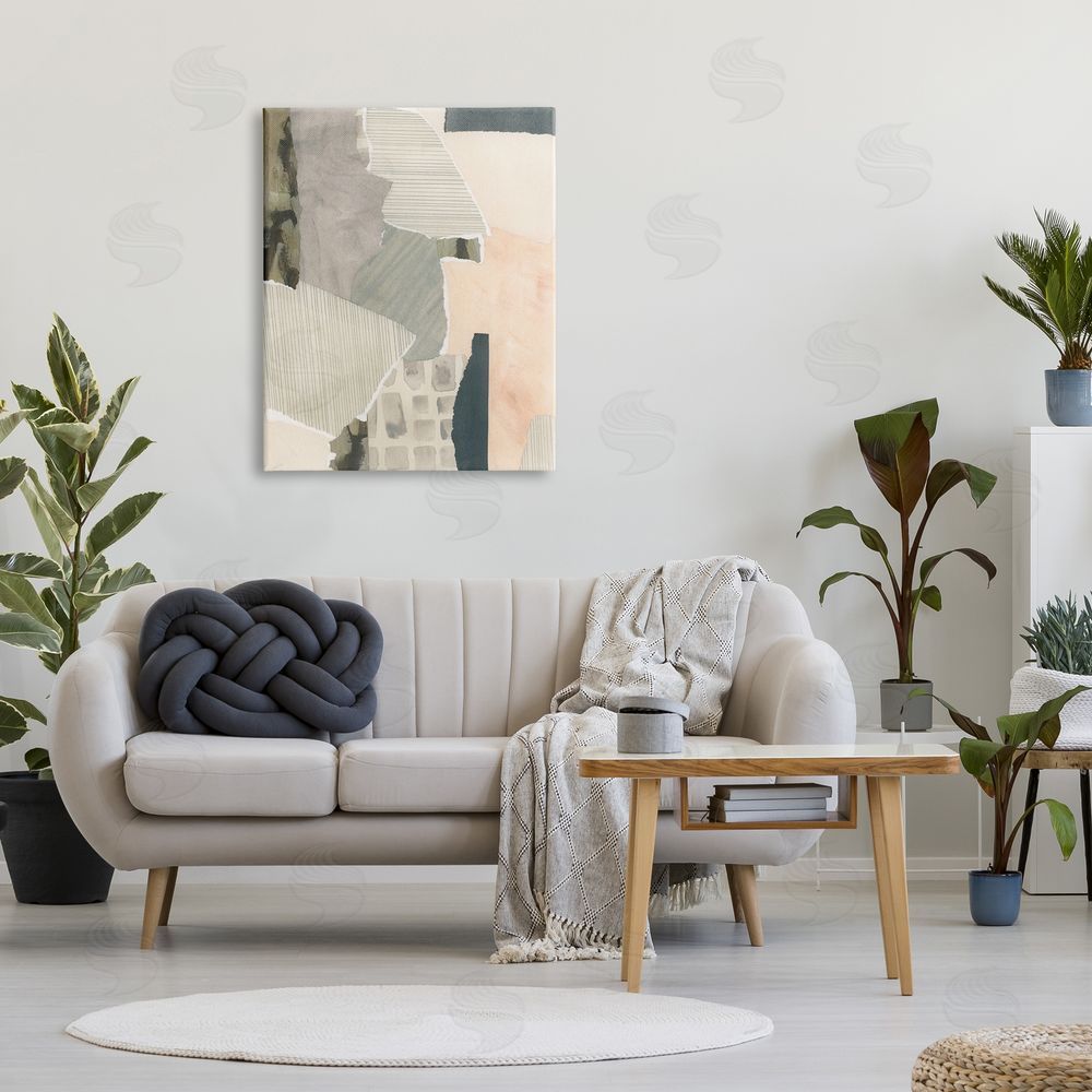 June Erica Vess Soft Patterned Collage Canvas Wall Art Print in Room