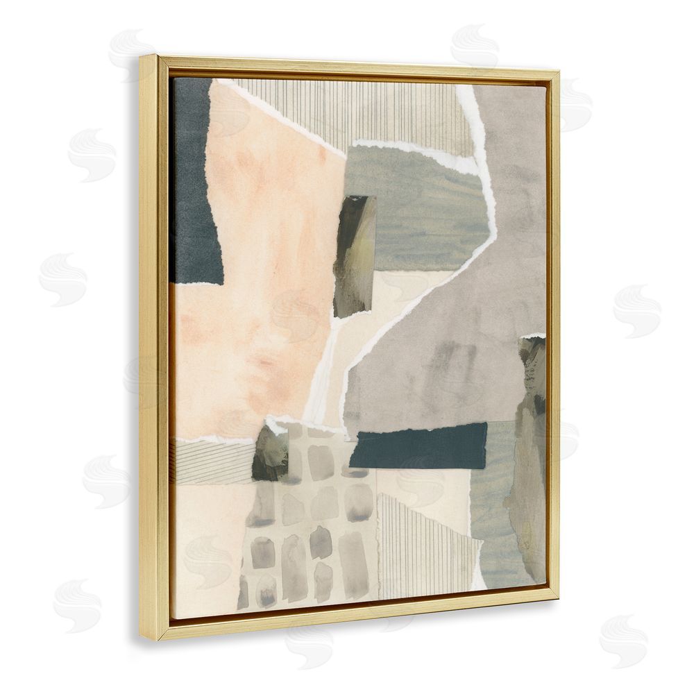 June Erica Vess Various Patterns Collage Gold Floating Frame Canvas Wall Art Print