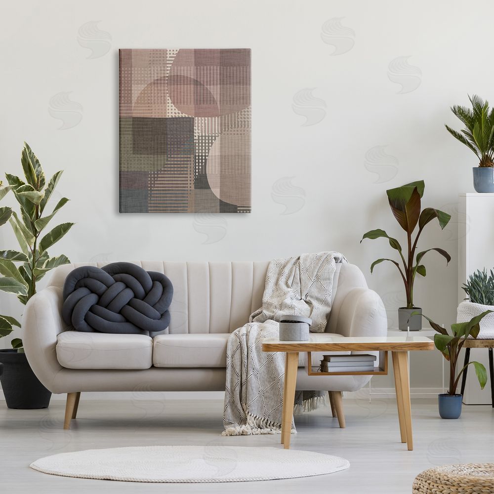 Victoria Barnes Patterned Earth Tone Shapes Canvas Wall Art Print in Room