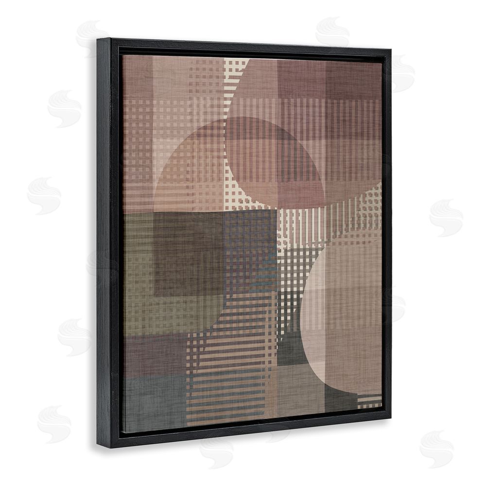 Victoria Barnes Patterned Earth Tone Shapes Black Floating Frame Canvas Wall Art Print