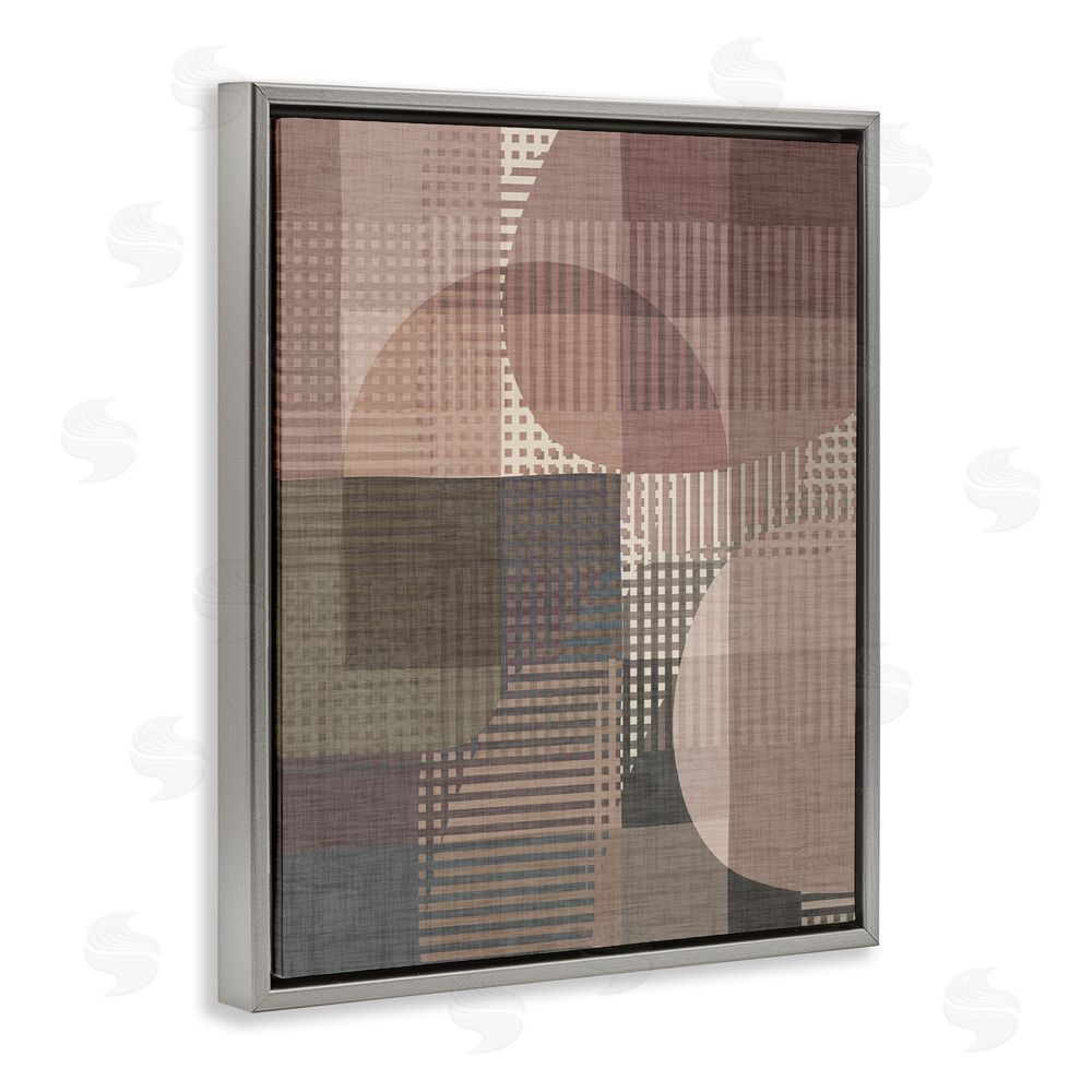 Victoria Barnes Patterned Earth Tone Shapes Grey Floating Frame Canvas Wall Art Print