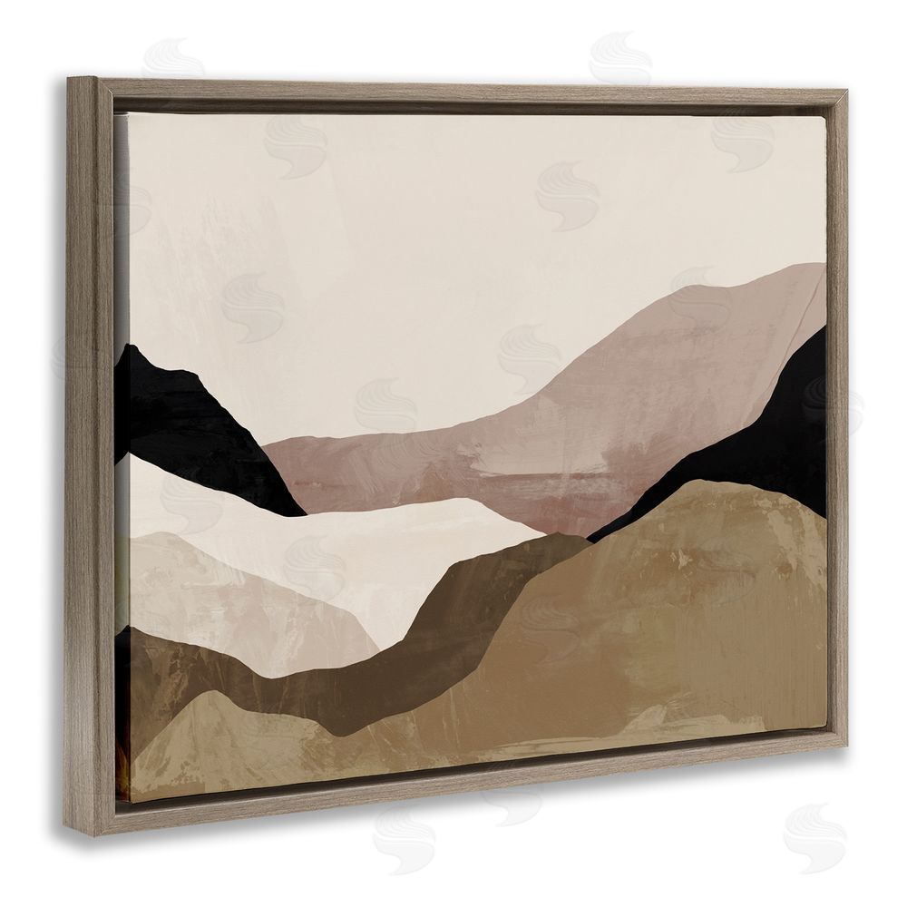 Victoria Barnes Layered Desert Mountain Peaks Brown Floating Frame Canvas Wall Art Print